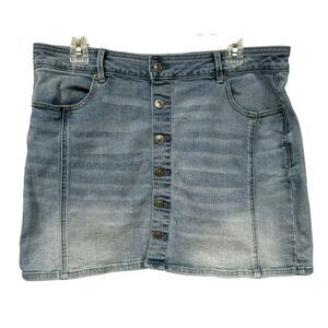 American Eagle Super Stretch Denim Jean Mini Skirt Sz 16 Cotton Stretch AE Patch